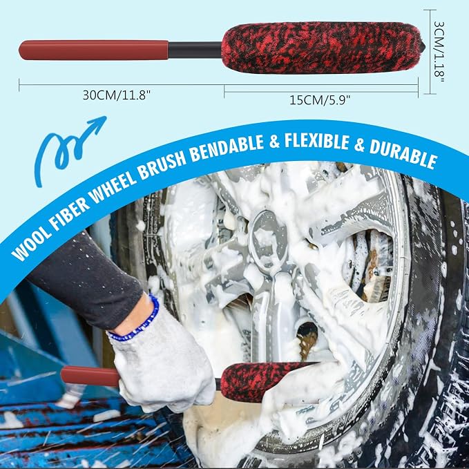 Car Wheel Brush Set, 5 Pack Soft Microfiber & Scratch-Free Deep Wheel Tire - Image 3
