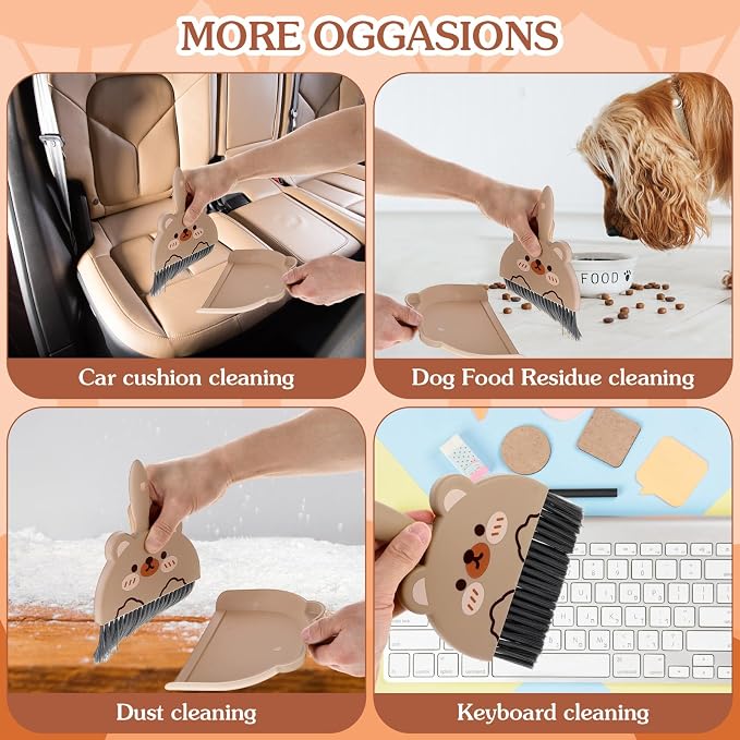 Ouligay Portable Hand Broom and Dustpan Set, Cute Mini Broom and Dustpan Set - Image 2