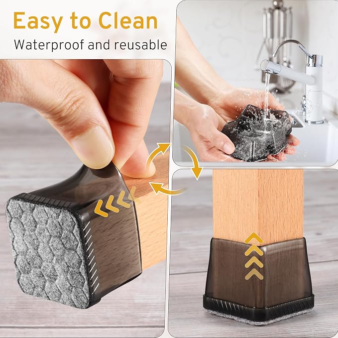 24PCS Square Chair Leg Floor Protectors, Furniture Sliders, Chair Leg Protectors - Image 6