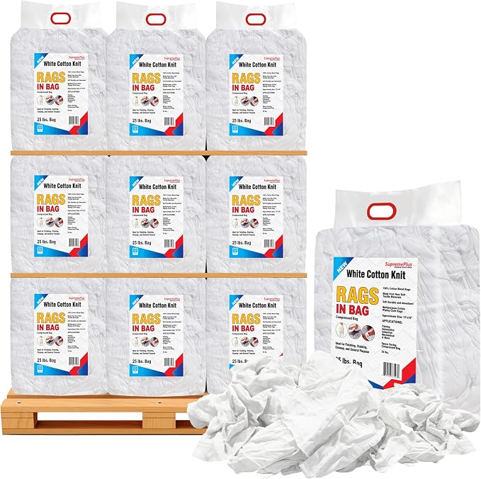 Premium White T-Shirt Cleaning Rags – White Cotton Rag by SupremePlus