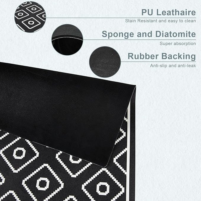 SUEH DESIGN Dish Drying Mat, Absorbent Coffee Mat 23.6 x 15.7 in Quick Dry - Image 2