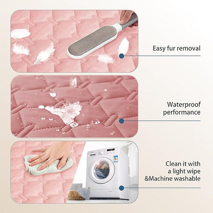 gogobunny 3X Stronger Waterproof Pet Blanket, Scratch Proof Furniture Protector for Dogs Cats, Reversible Cover 82x102 Inch, Dark Pink/Light Pink