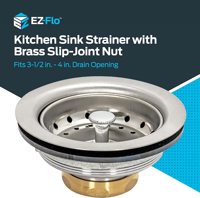 EZ-FLO Kitchen Sink Strainer Fits 3-1/2 Inch Opening, Sink Drain Assembly - Image 2