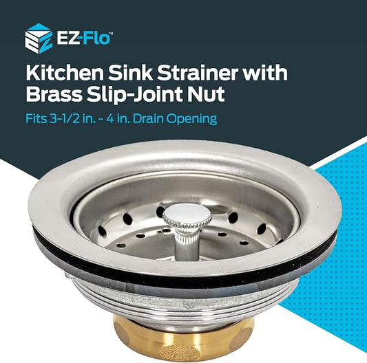 EZ-FLO Kitchen Sink Strainer Fits 3-1/2 Inch Opening, Sink Drain Assembly - Image 2