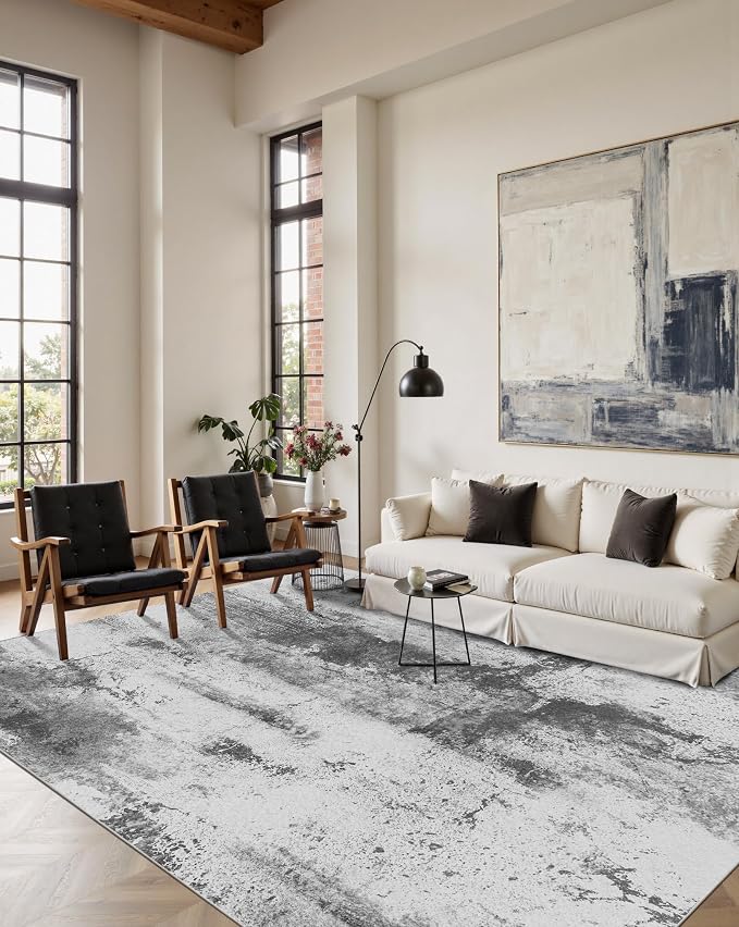 5x7 Area Rugs for Living Room, Modern Abstract Washable Rug, Boho Non Slip Low by OHWPEAT