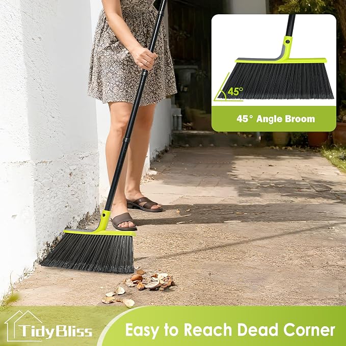 4 Packs Outdoor Broom Heavy Duty, 56 inches Tall Commercial Soft Bristle Angle - Image 4