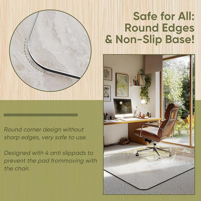 Office Chair Mat for Carpet & Hardwood, Upgraded 36" x 48" Dual Use Tempered - Image 4