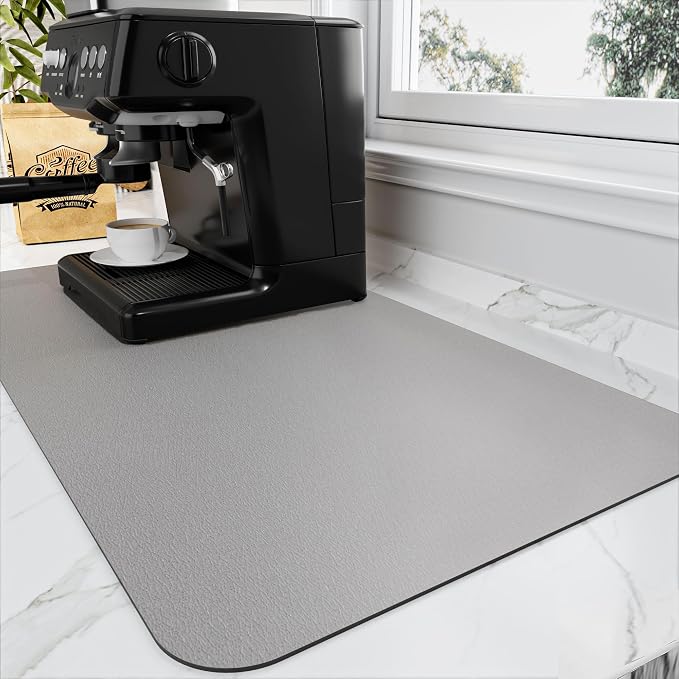 Coffee Mat - Absorbent Hide Stain Rubber Backed Dish Drying Mat by HotLive