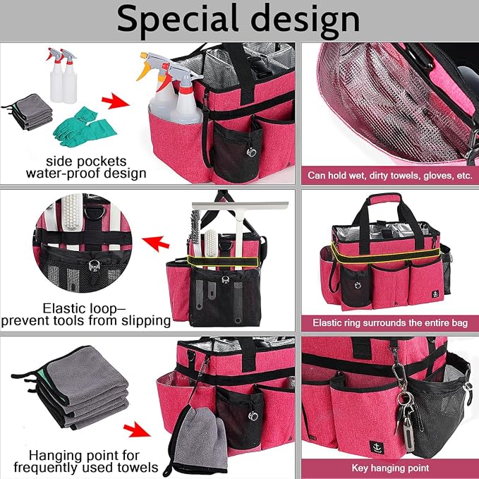 Large Cleaning Caddy Bag Built-in Sturdy Support Board, Cleaning Organizer - Image 3