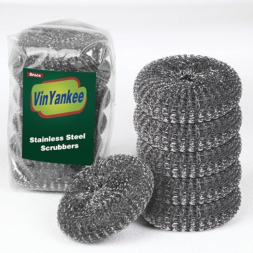 6PCS Steel Wool Scrubber Wire Sponge Set, Barbecue Grill Cleaning Scrubber Pads by VinYanKee
