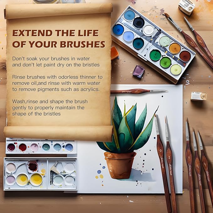 Golden Maple Miniature Model Paint Brushes-10pcs Micro Detail Paint Brush Set - Image 7