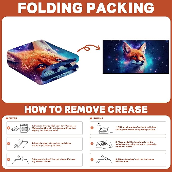 Galaxy Fox Rug 3D Cute Foxes Area Rugs for Bedroom Living Room Playroom Boys Kids Cartoon Colorful Carpet Glitter Stars Throw Rugs Floor Mat 63 in x 31 in