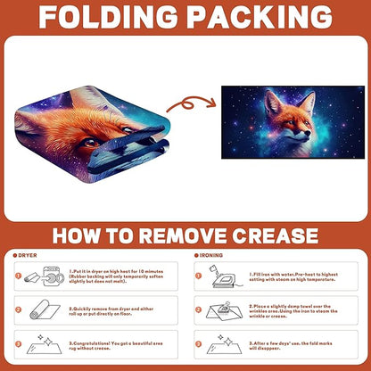 Galaxy Fox Rug 3D Cute Foxes Area Rugs for Bedroom Living Room Playroom Boys Kids Cartoon Colorful Carpet Glitter Stars Throw Rugs Floor Mat 63 in x 31 in