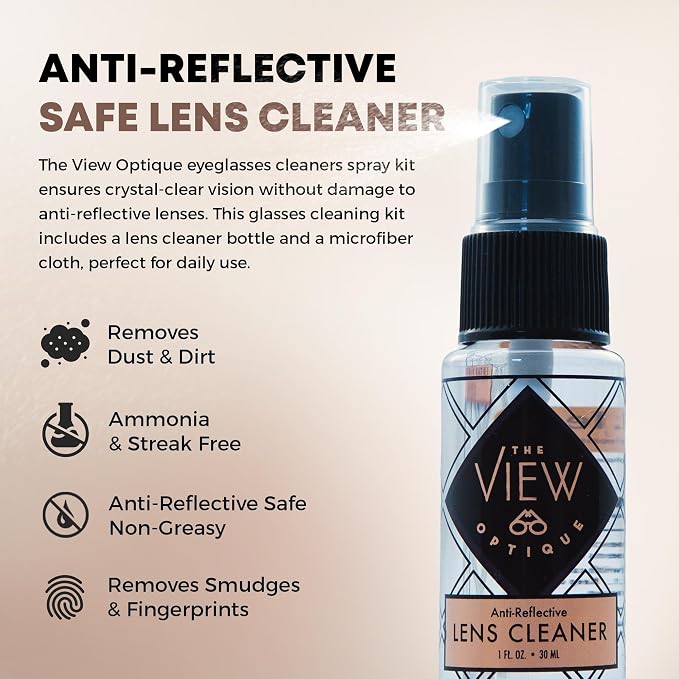 Anti-Reflective Lens Cleaner Spray Kit – 1oz Glasses Cleaner Spray, Microfiber - Image 3