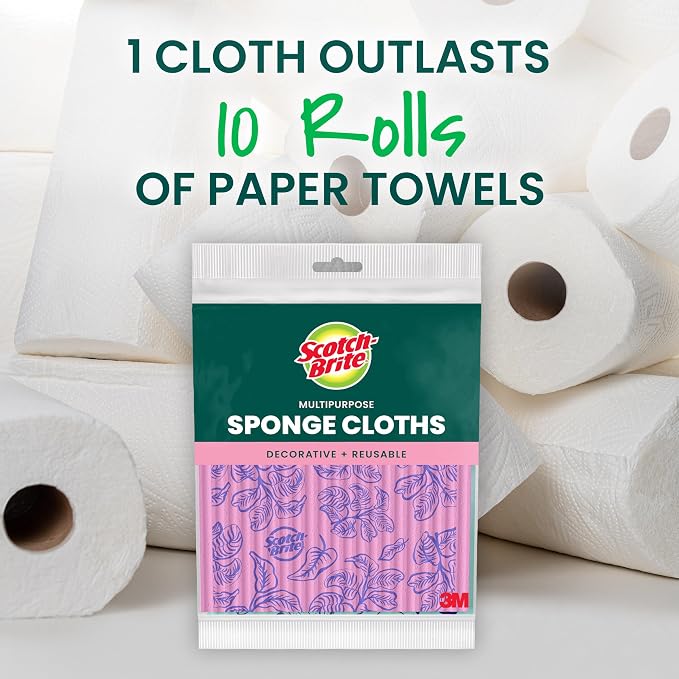 Scotch-Brite Sponge Cloths, and Decorative Cleaning Towel, Dishwasher-Safe - Image 4