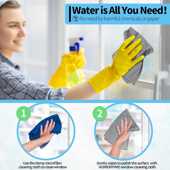 HOMERHYME Microfiber Cleaning Cloth, 12 Pack Window Glasses Cleaning Cloth - Image 5