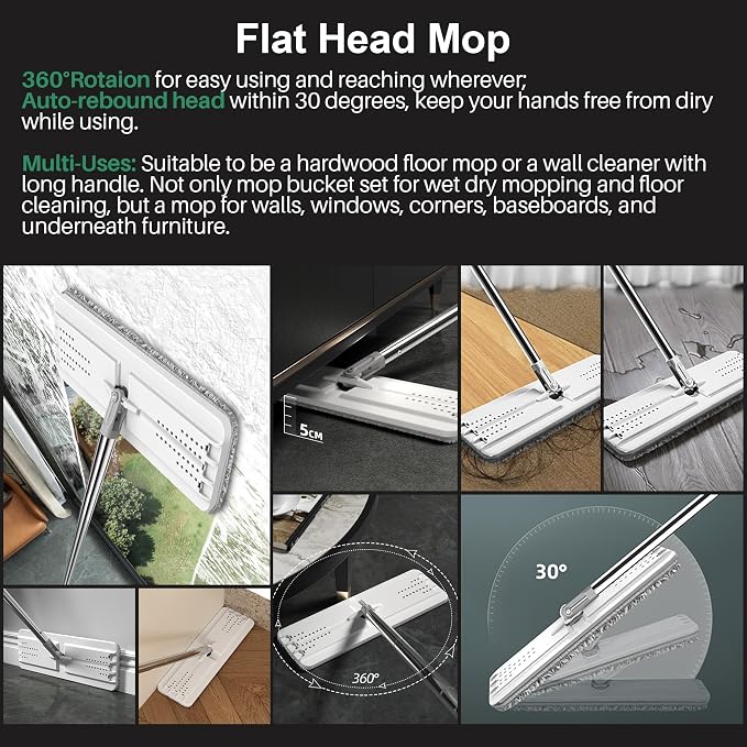 JOYMOOP Mop and Bucket with Wringer Set, Hands Free Flat Floor Mop and Bucket - Image 4