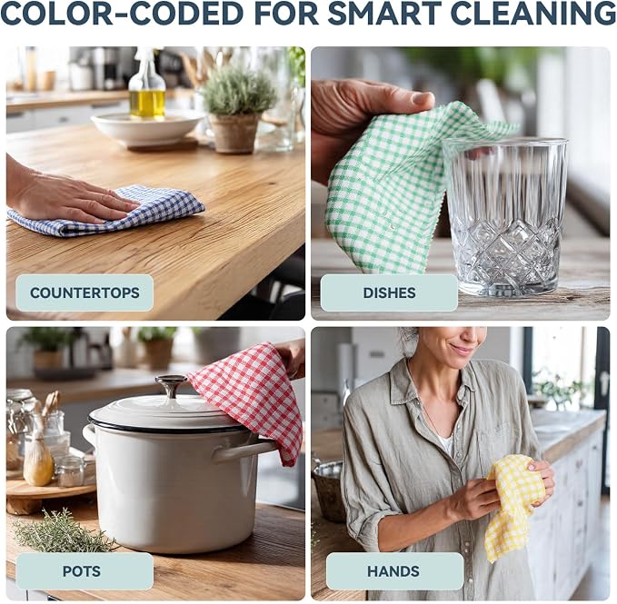 Egles 8 Packs Kitchen Dishcloths 12x12 Inches 100% Cotton Kitchen Dish Cloths - Image 7