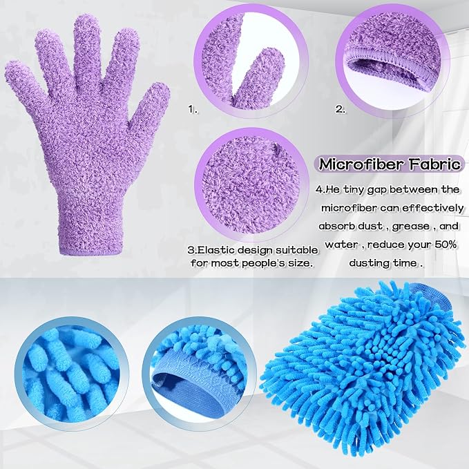 6 Pcs Microfiber Dusting Mitt Gloves - Image 3