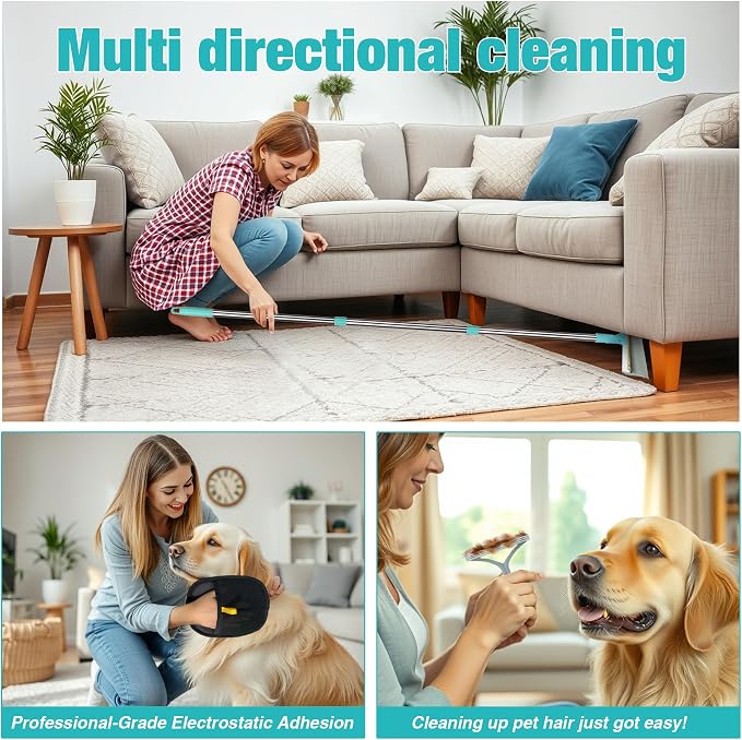 Silicone Carpet Rake for Pet Hair Removal Tool, Magic Brush Dog Hair Removal - Image 5