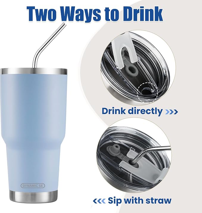 D·S 30oz Blue Tumbler Stainless Steel Double Wall Vacuum Insulated Mug - Image 3