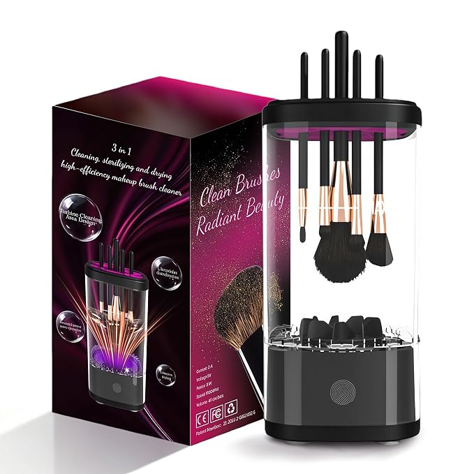 3 IN 1 Electric Makeup Brush Cleaner Machine, Portable Automatic USB Cosmetic by AmaCielo
