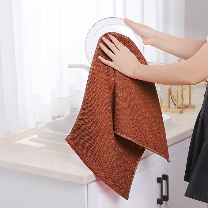 Homaxy 100% Cotton Waffle Weave Kitchen Towels, Quick Drying Cleaning Towels - Image 4