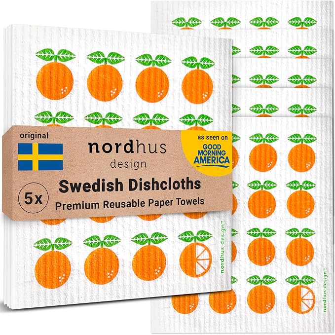 Nordhus Design Swedish Dishcloths, 5 Pack Oranges, Made in Sweden - Image 9