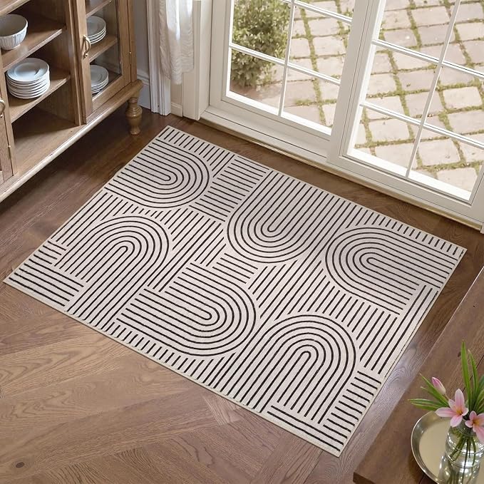 Washable Rug 2x3 Area Rugs for Entryway, Abstract Rug for Bedroom, Soft Rainbow by ROYHOME