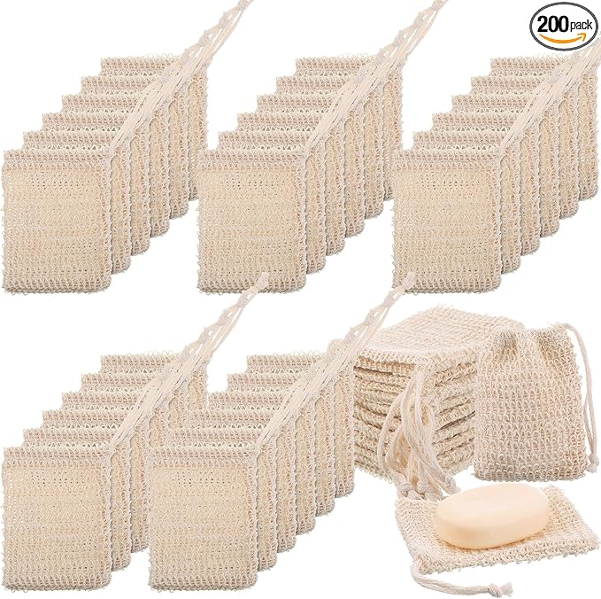 Rtteri 200 Pcs Soap Exfoliating Bag, Natural Sisal Soap Pouch Saver Body Shower by Rtteri