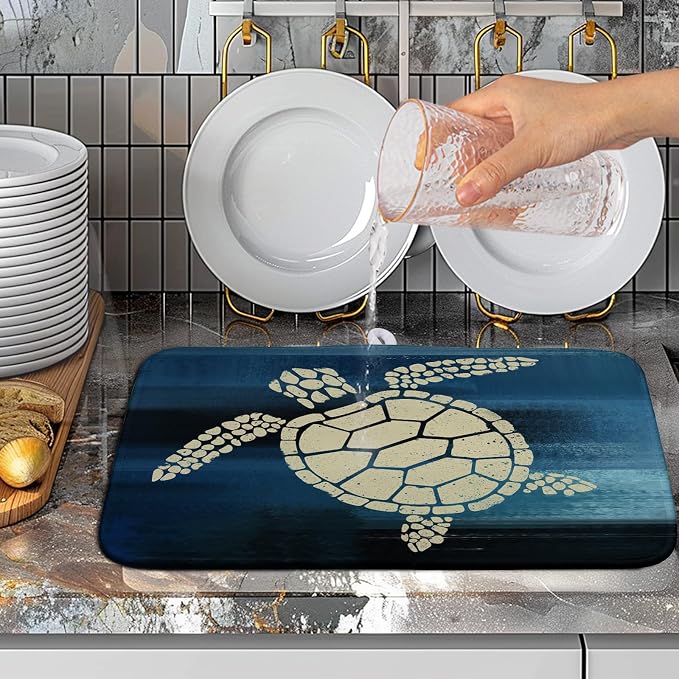 Sea Turtle Dish Drying Mat Summer Ocean Animal Dish Drainer Rack Mat 16 X 18 - Image 5
