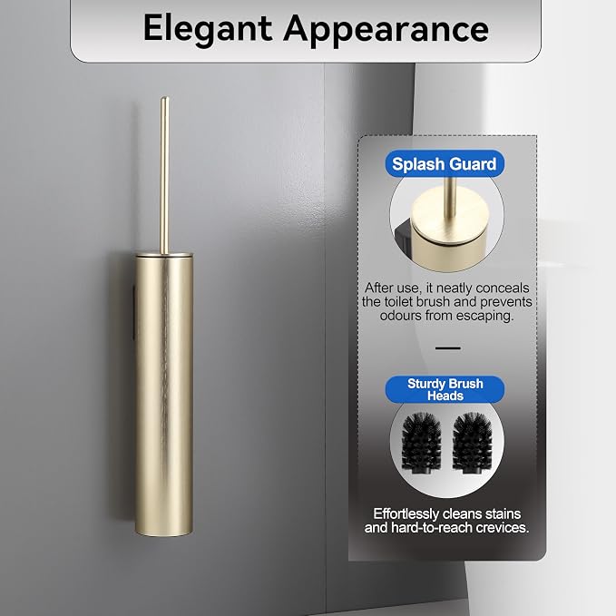 Wall Mounted Brushed Gold Toilet Brush - Image 3