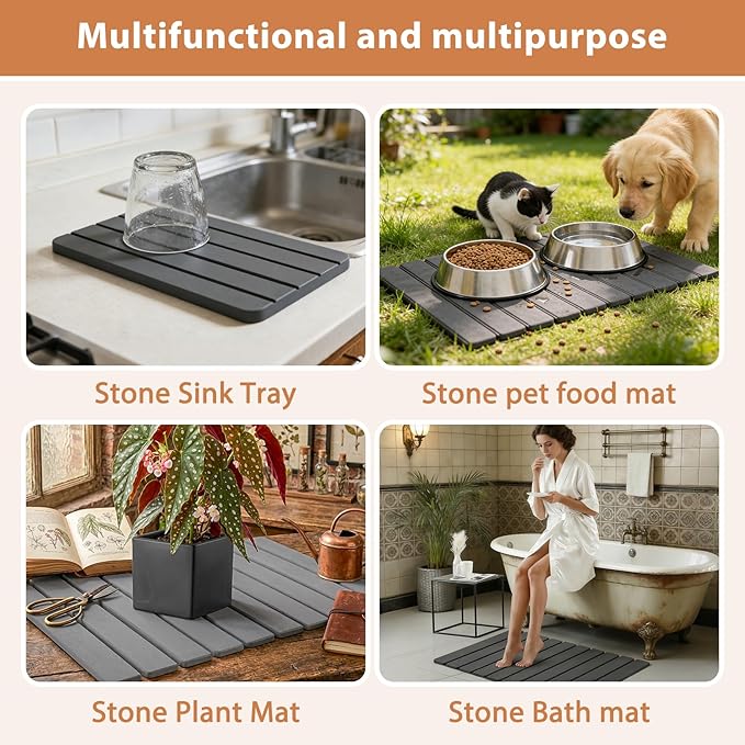 Large Stone Dish Drying Mat for Kitchen Counter, Home Essentials - Image 6