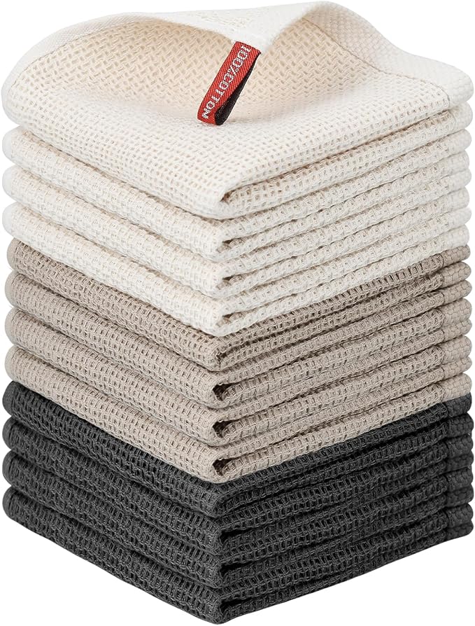 Nialnant 12 Pack Dish Cloths, 100% Cotton Dish Towels by Nialnant