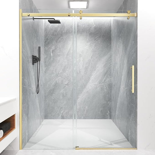 Frameless Sliding Shower Door 56-60" W x 72" H, 5/16" Heavy Duty Tempered Glass by Unknown