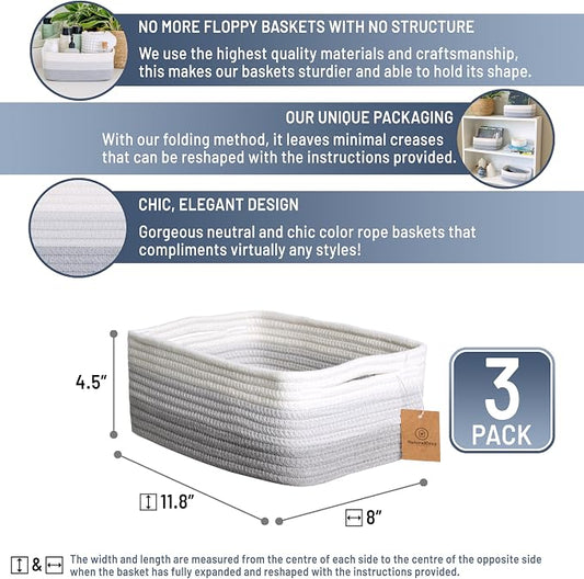 NaturalCozy 11.8"x8"x4.5” Rectangle Storage Baskets - Image 2