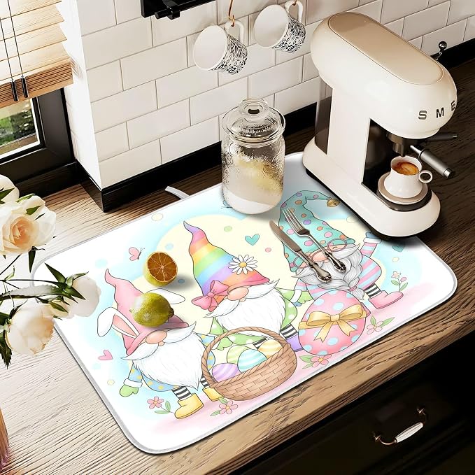 Colorful Easter Cute Gnomes Dish Drying Mat - Image 8