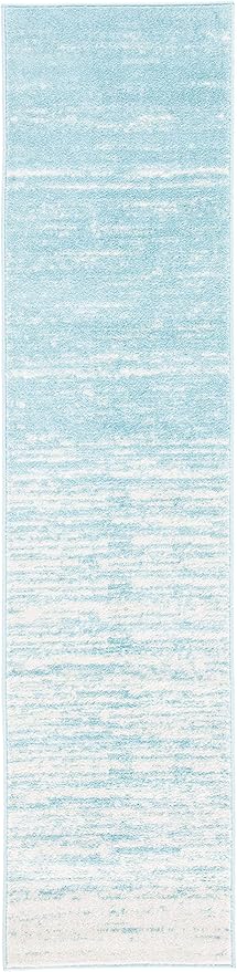 SAFAVIEH Adirondack Collection Runner Rug - 2'6" x 6', Aqua & Ivory, Modern Ombre Design, Non Shedding & Easy to Clean, Ideal for Hallway, Foyer, Kitchen, Entryway, Bedroom (ADR113J)