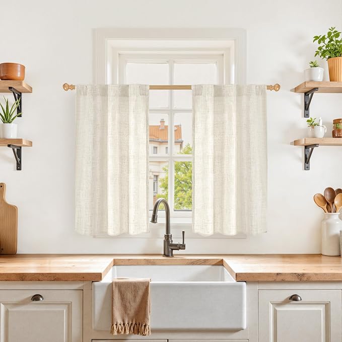 YoungsTex Boho Linen Curtains 36 Inch Length by YoungsTex