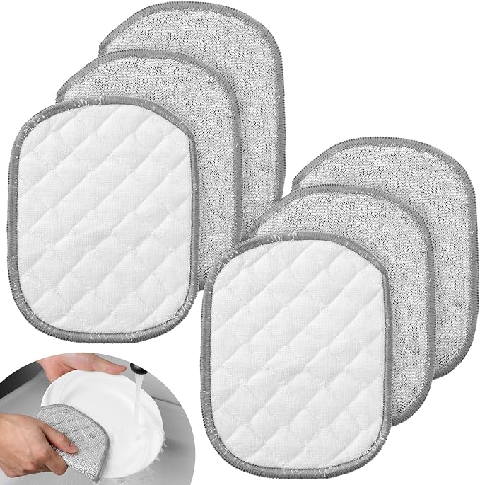 TIESOME 6Pcs Newly Upgraded Double Side Non Scratch Wire Dishcloths, Reusable by Unknown