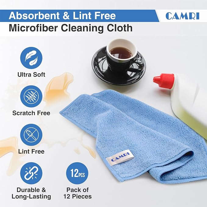 CAMRI Microfiber Towel Cleaning Cloth – Pack of 12, Size 12.6” x 12.6” - Image 3