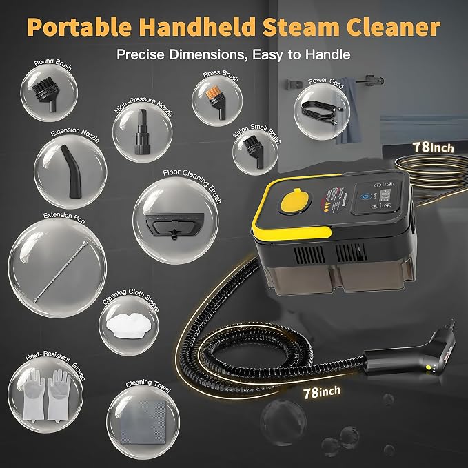 Handheld Pressurized Steam Cleaner， 6-Level Adjustable Handle 20s Heat-Up Big - Image 7