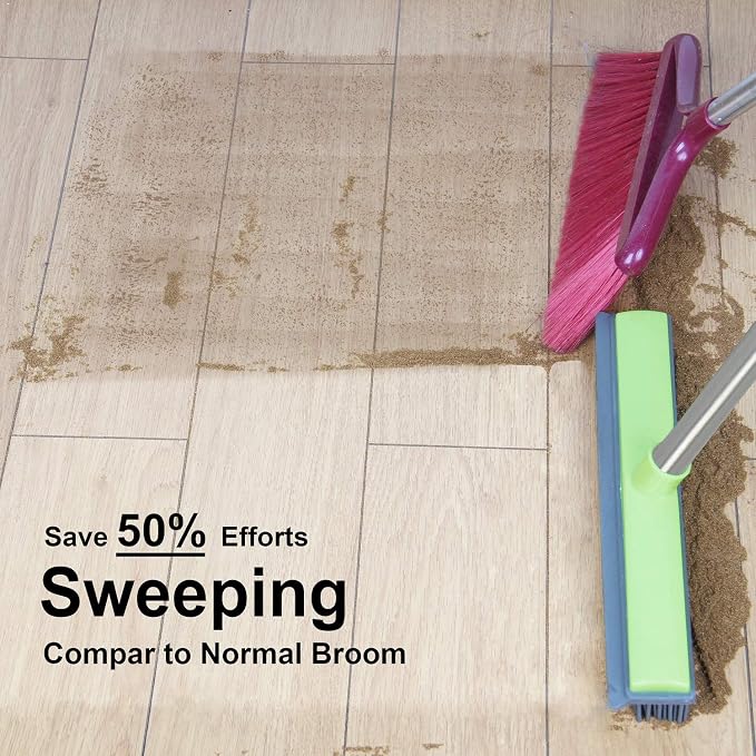 LandHope Push Broom Long Handle Rubber Bristles Sweeper Squeegee Edge 59 inches - Image 3