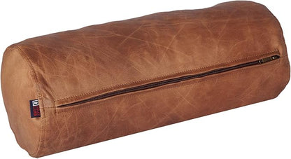 Neck Roll Pillow Cushion Cover, 18x6 Inch Full Moon Round Bolster Pillow Case, Cylinder Soft Lambskin Leather Pillowcase for Head, Spine & Neck Support During Sleep - Beige Artical Pack of 1