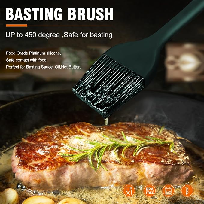 Walfos 600℉ Heat Resistasnt Basting Brush, BPA Free Silicone Pastry Brushes - Image 4