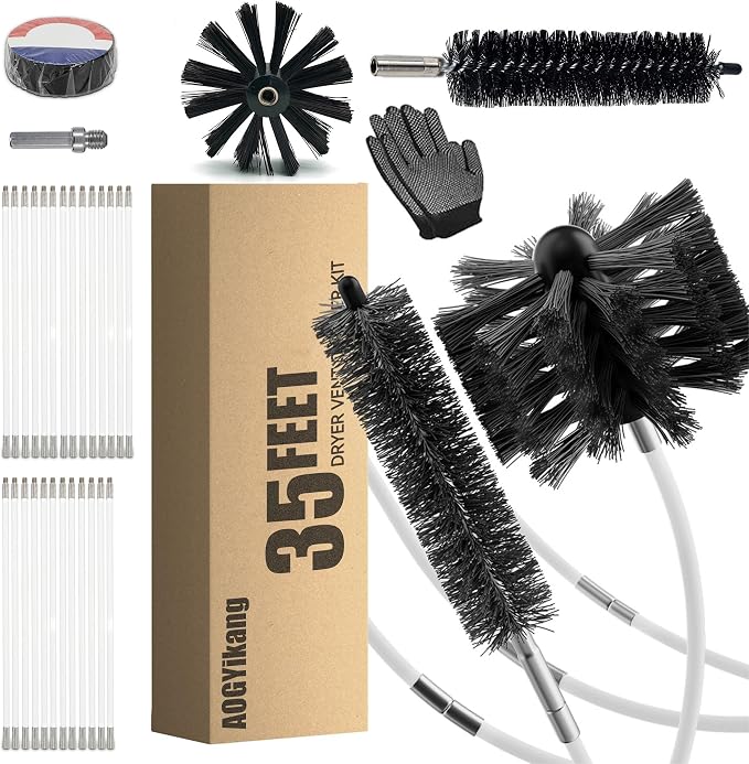 35 Feet Dryer Vent Cleaning Brush Kit, fireplaces, Ventilation ducts by AOGYikang