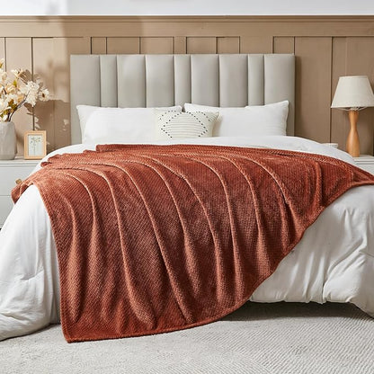 NEWCOSPLAY Super Soft Throw Blanket Coffee Premium Silky Flannel Fleece Leaves Pattern Lightweight Bed Blanket All Season Use (Coffee, Throw(50"x60"))