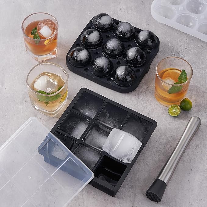 Wanderworld Ice Tray Combo, Silicone Reusable 2 inch Big Ice Freezer Mold - Image 4