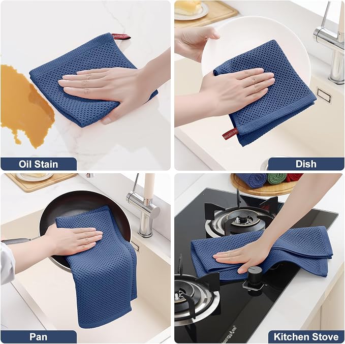 Homaxy 100% Cotton Kitchen Towels and Dishcloths Set, 12 x 12 Inches and 13 x - Image 5