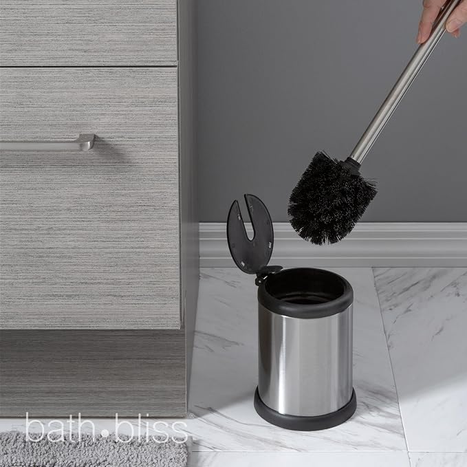 Bath Bliss Toilet Brush and Holder | Self Closing Lid | 360 Degree Brush Head | - Image 4